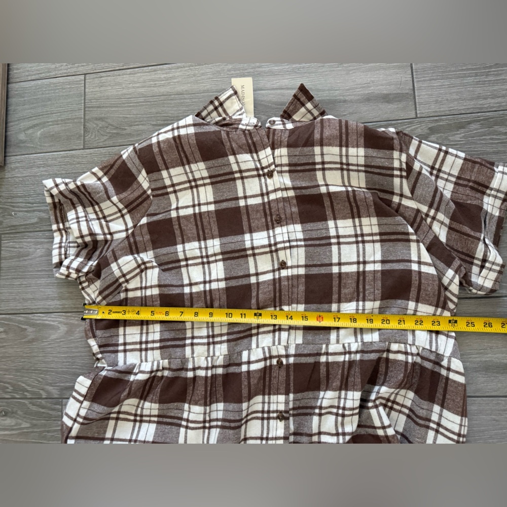 Madison+Husdon|Brown & White Plaid Button-Up Shirt Dress,Casual relaxed fit•NWT - Picture 11 of 11